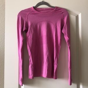 Pink Lululemon swiftly long sleeve size 6.